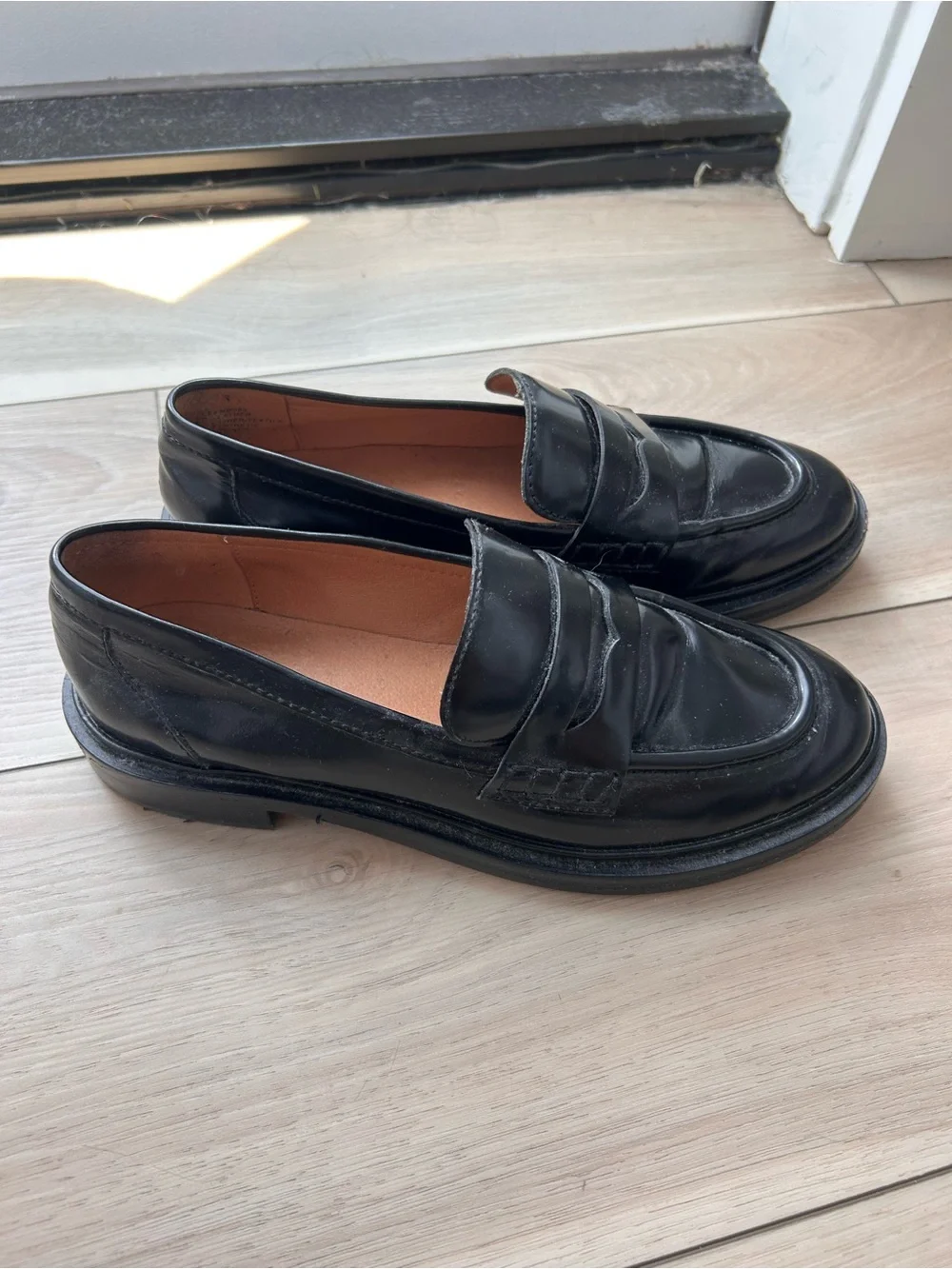 Madewell Black Leather Penny Loafers